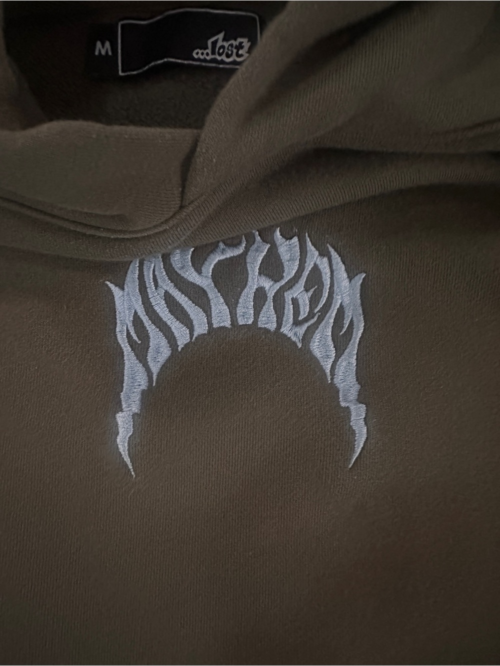 Lost Olive Green Hoodie with White Flame Graphic - Picture 3 of 4